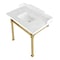 Kingston Brass 36 Carrara Marble Console Sink with Stainless Steel Legs, Marble WhiteBrushed Brass LMS36MSQ7 - alternate 1